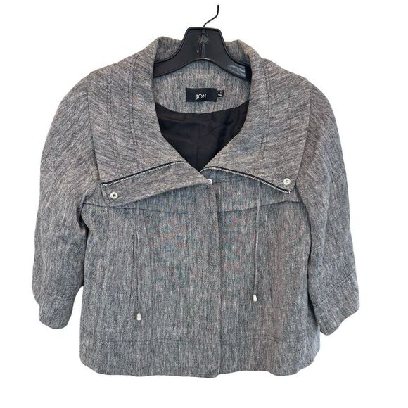 Jon Women's Gray Basic Jacket Size 4 Casual Solid - Picture 5 of 12